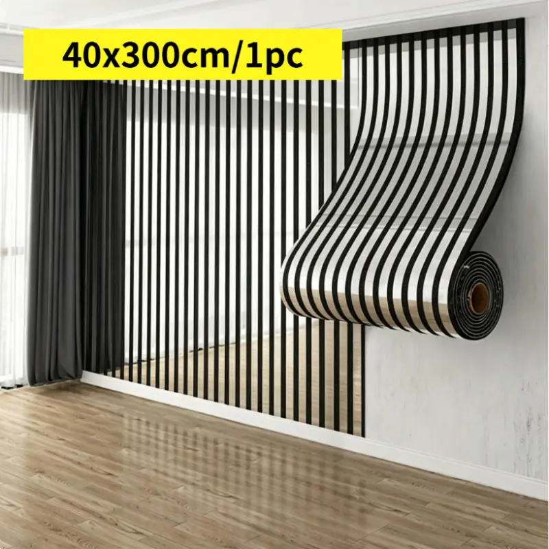 40x300cm Economy Large Roll, 3D Grille Metallic Stripe Self-Adhesive Wall Sticker, Living Bedroom Dining Interior Walls Accent Wall, One Roll Covers Whole Wall.