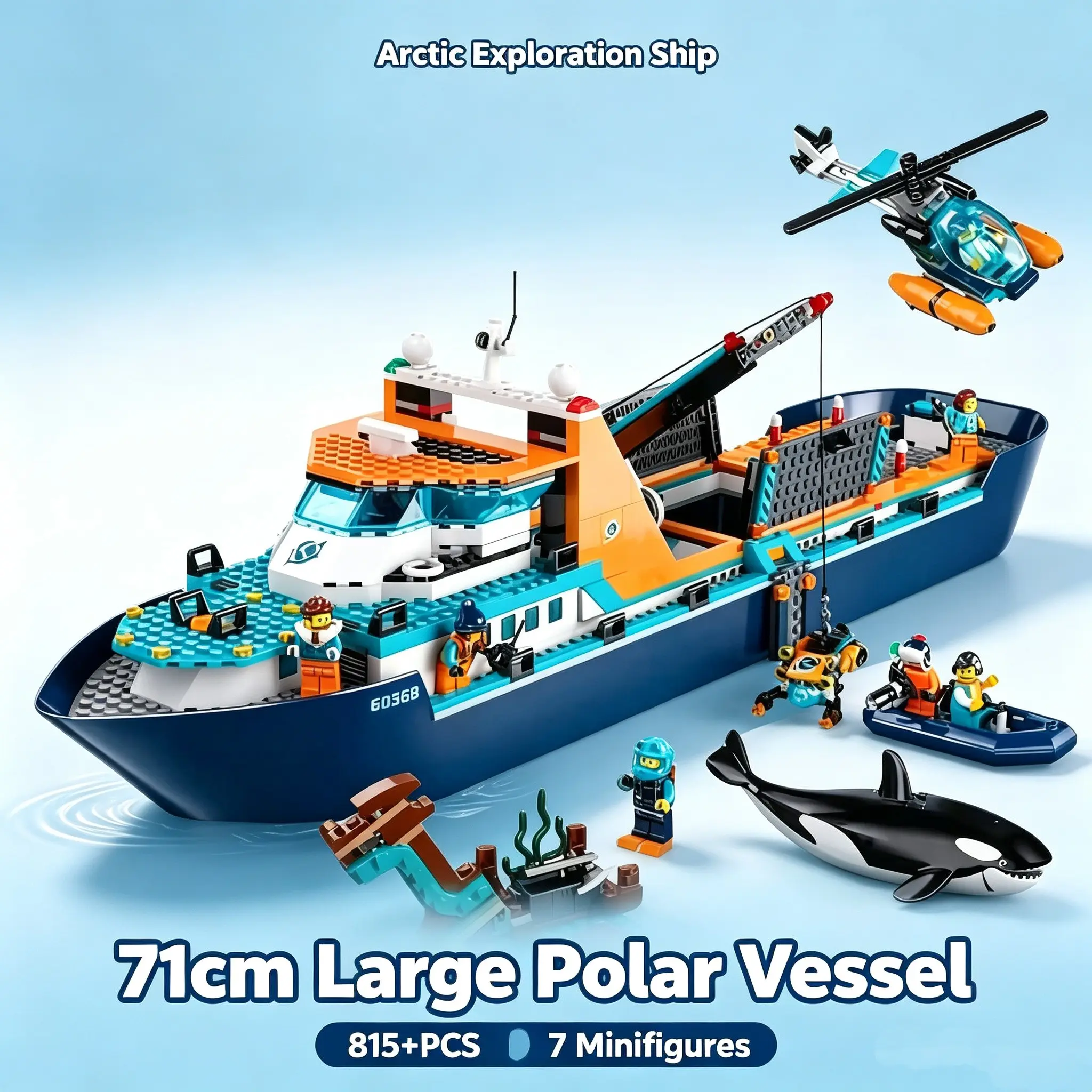 815pcs City Deep Sea Exploration Ship Set, Ship Building Blocks, Indoor Office Decor, Unisex, Age 18+, Arctic Home Decor, Birthday Christmas Gift, Realistic Details