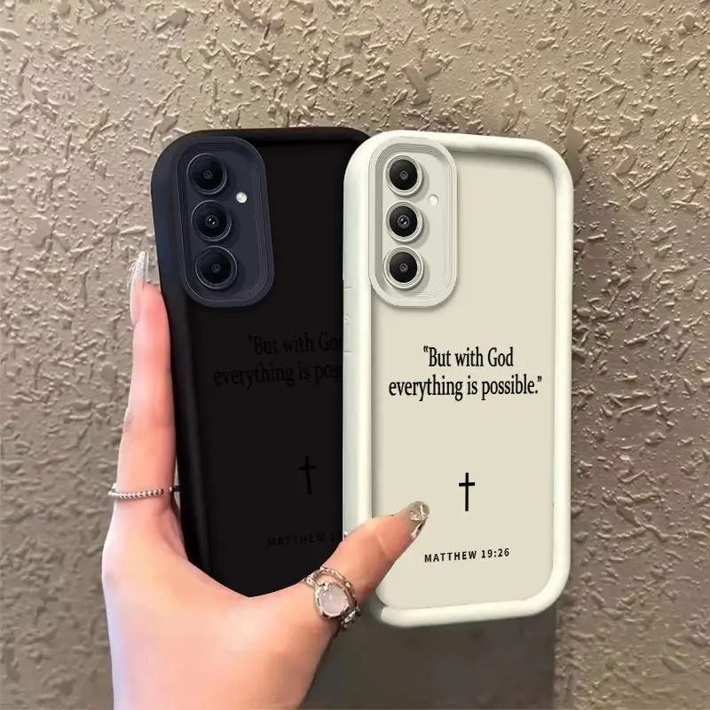 Phone case for Samsung GALAXY S24 S24FE S24PLUS S25 S25PLUS S26 S26PLUS Gift Shockproof TPU Matthew 19:26 Faith Quote & Cross Full cover protection Celestial Eye Layered Phone Case ROOJTN81I, Smartphone, Handheld, Resistance, Durable