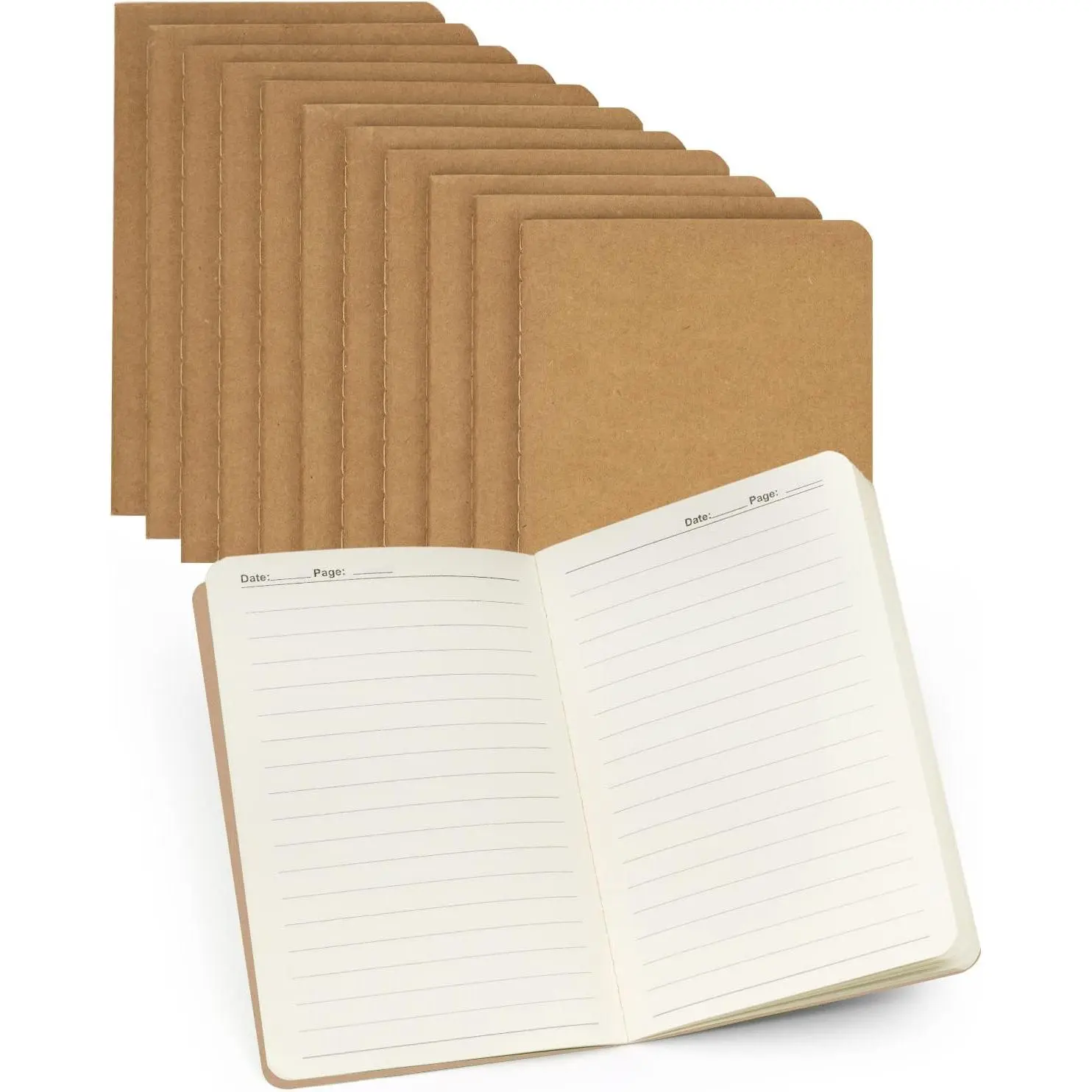 Pocket Notebooks Small Lined 12 Pack Notepads Bulk Little Journal Set Softcover 3.5 x 5.5 Inches or Men Women  Traveler Author, 30 Sheets/60 Pages(Brown Cover)