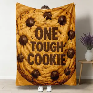 One Tough Cookie Throw Blanket, Realistic Chocolate Chip Flannel Blanket, Soft Cozy Warm Throw, Encouragement Funny Design, Gift for Her Him Friend, Trendy Couch Bedroom Decor ﻿ ﻿ ultra-soft comfortable