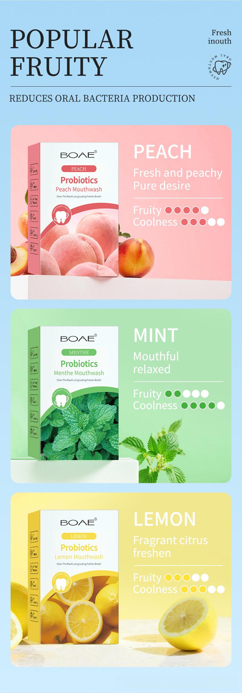 BOAE Mint Antibacterial Fresh Mouthwash, Disposable Portable Cleaning Mouthwash