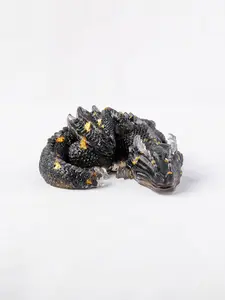Resin Encased Natural Crystal Dragon Statue, Embedded Agate Fragments, Healing Crystal Animal Decor, Vintage Desk Ornament, Unique Crystal Design, Unique Gift
