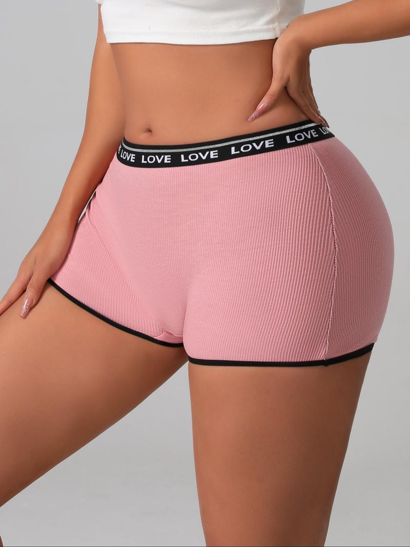 Women's Letter Tape  Boyshorts, Casual Breathable Knicker, Soft Comfy Breathable Panty for Daily Wear, Underwear for All Seasons