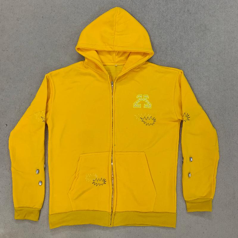 Autumn Winter Hoodies Casual Streetwear Daily Wear Hip Hop High Street Style Rhinestone Embroidery Zipper Sweatshirt Long Sleeve Loose Fit For Men Women Teens Trendy Fashion