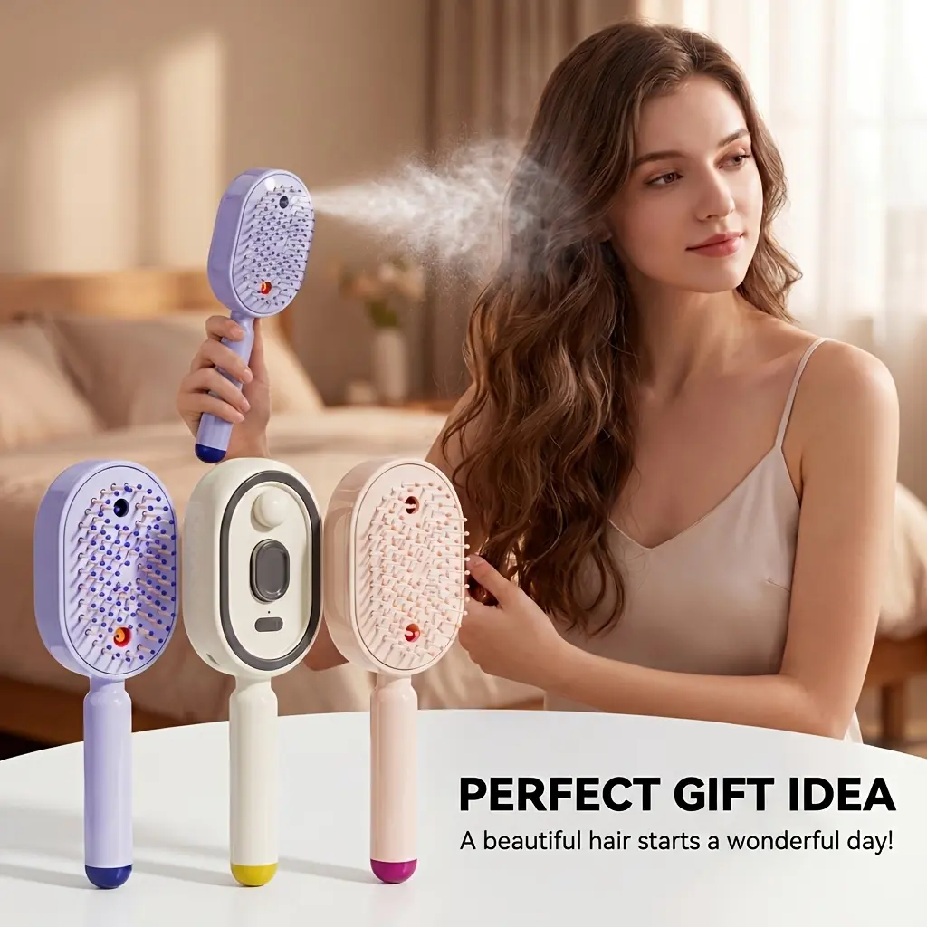 Electric & Massage Hair Spa Brush Suitable for Hair Care - Air Cushion Detangling Comb with Soft Mist Technology, Anti-Static Scalp Massager for Frizz, Flyaways & Daily Use Home, -Bonus item Operation