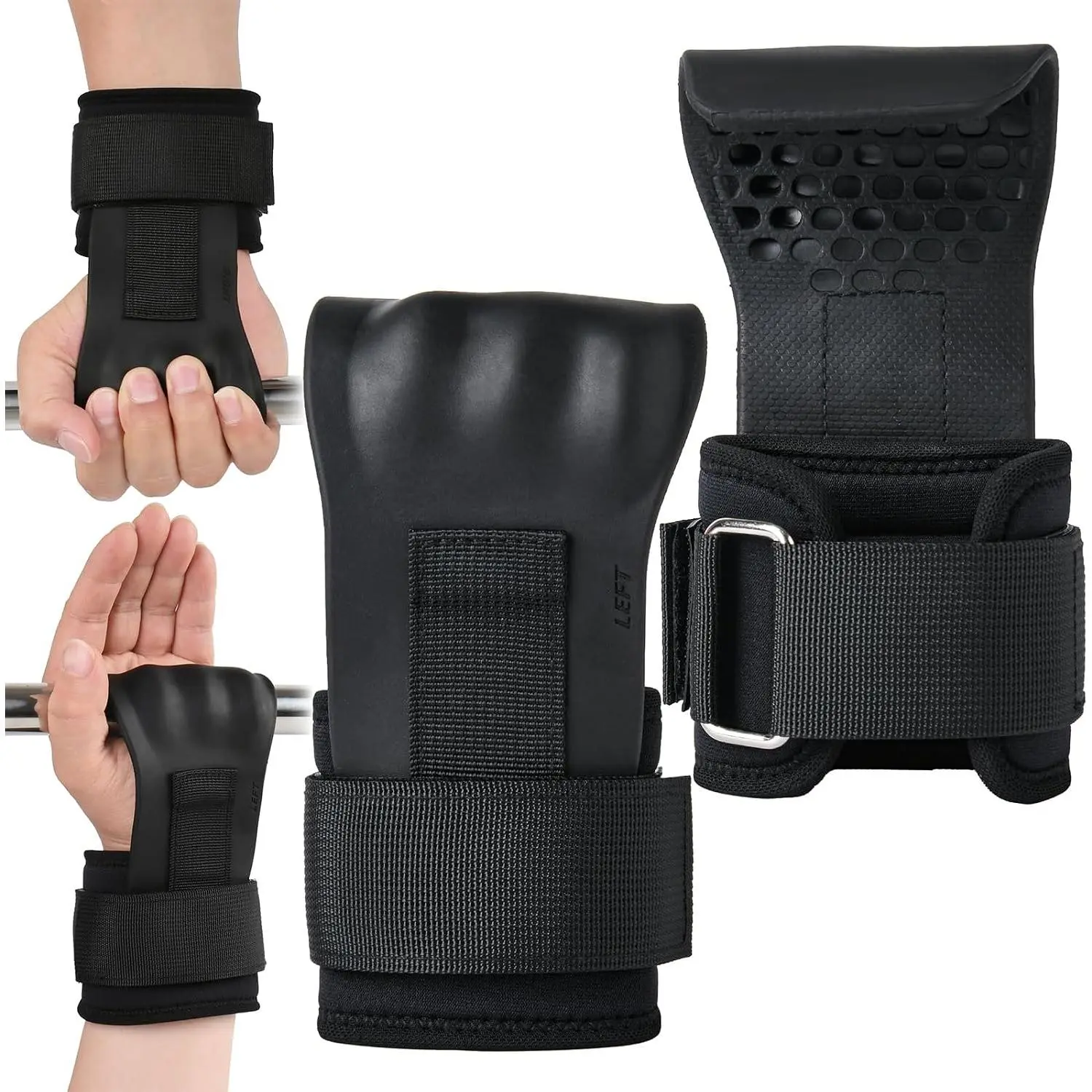 Weight Lifting Wrist Straps for Weightlifting Gym Straps Lifting Grips |  Finger Position Rubber Gym Grips for Weight Lifting, Neoprene Padded Workout Lifting Straps for Women and Men
