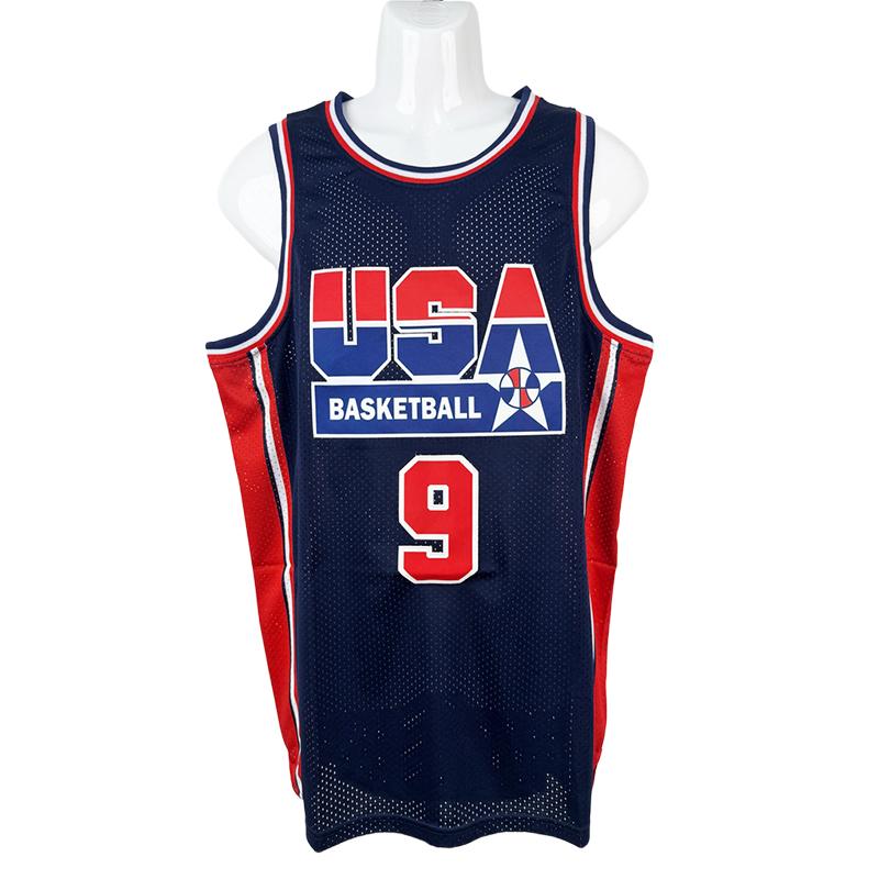 1992 USA #9 basketball jerseys for men basketball jersey Sewing embroidery Retro basketball uniform big size Mesh breathable Casual loose sportswear Outdoor sportswear White Blue S-2XL 90s Dream Team Cheap High Quality Accept mixed wholesale, Retro Embroi