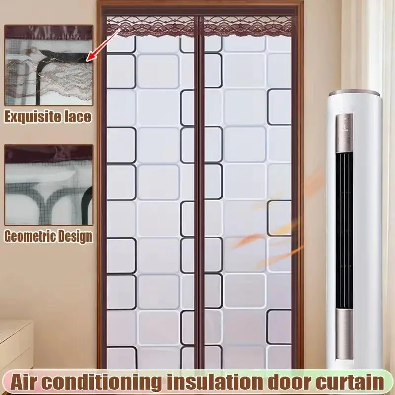 Magnetic self closing air conditioning door curtain - Four season insulated air conditioning partition, mosquito proof