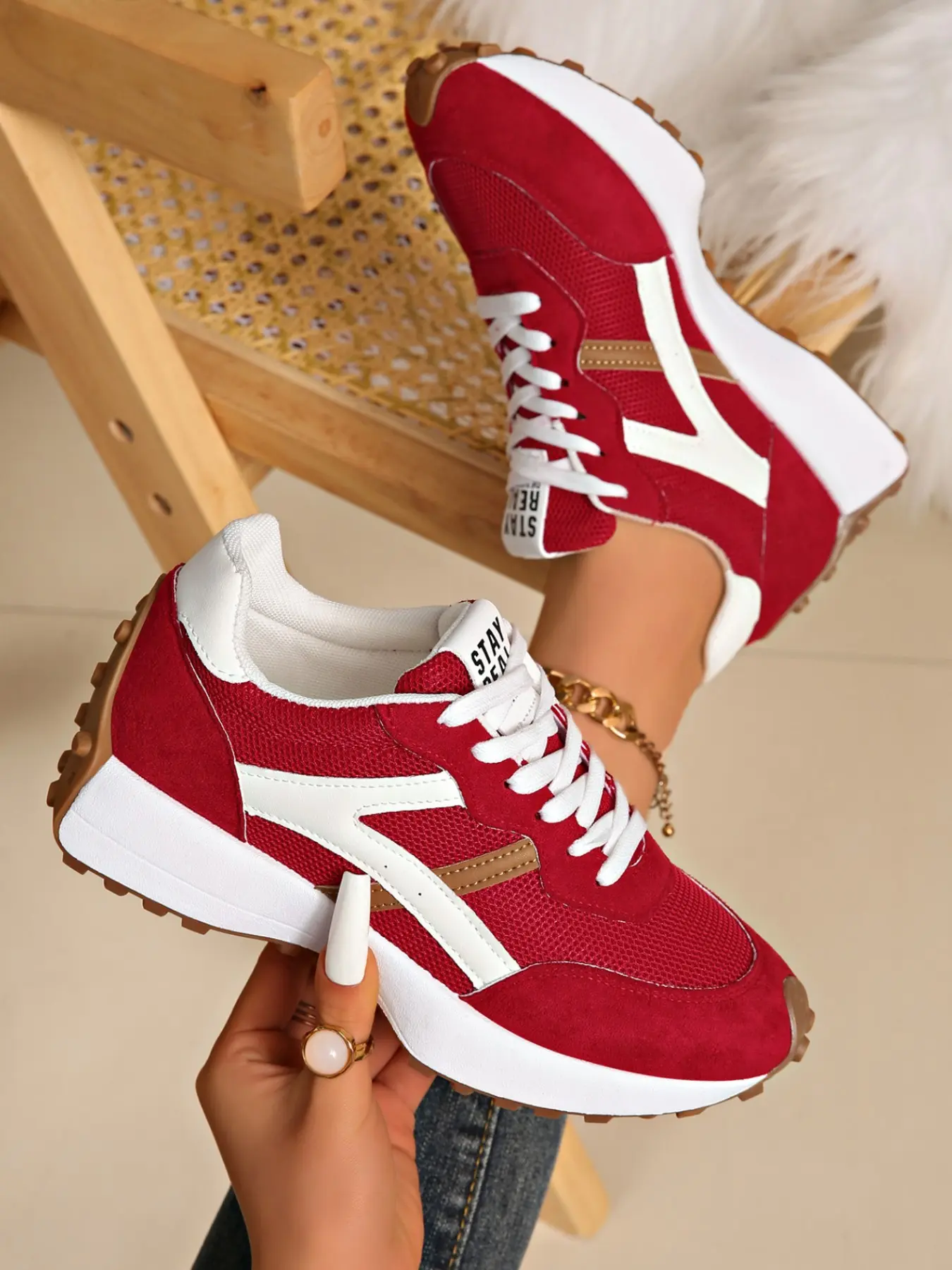 Women's Lace-Up Breathable Soft Sole Mesh Low Top Walking Shoes, Casual Outdoor Sports & Leisure, Comfortable Patchwork Design, All Seasons, Sneaker