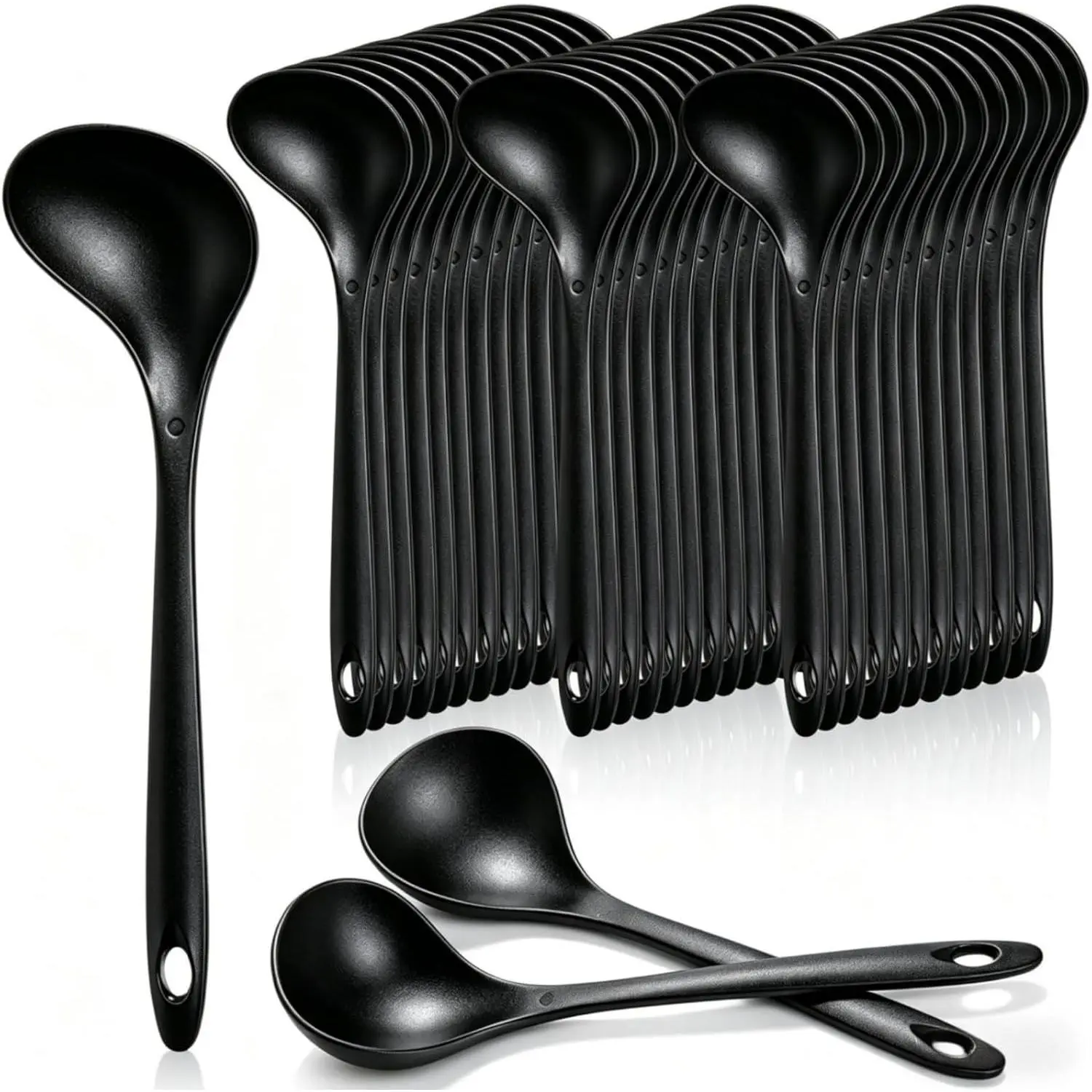 40 Pack Plastic Ladle Spoons 1.5 Oz Solid Durable Disposable Serving Spoons with Long Handle Heat Resistant Large Soup Ladle Bulk for Party Catering Buffet Restaurant 9 x 2.8 Inch
