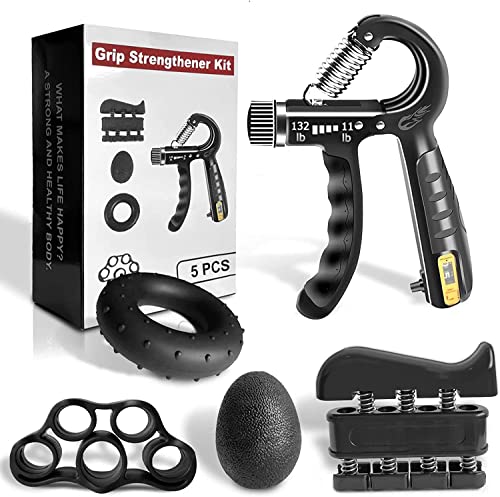 FitBeast Grip Strengthener Forearm Strengthener Hand Grips Strengthener Kit - 5 Pack Adjustable Resistance Springtok for Home Gym Office Travel Sports Strength Training Rehabilitation Dexterity Improvement