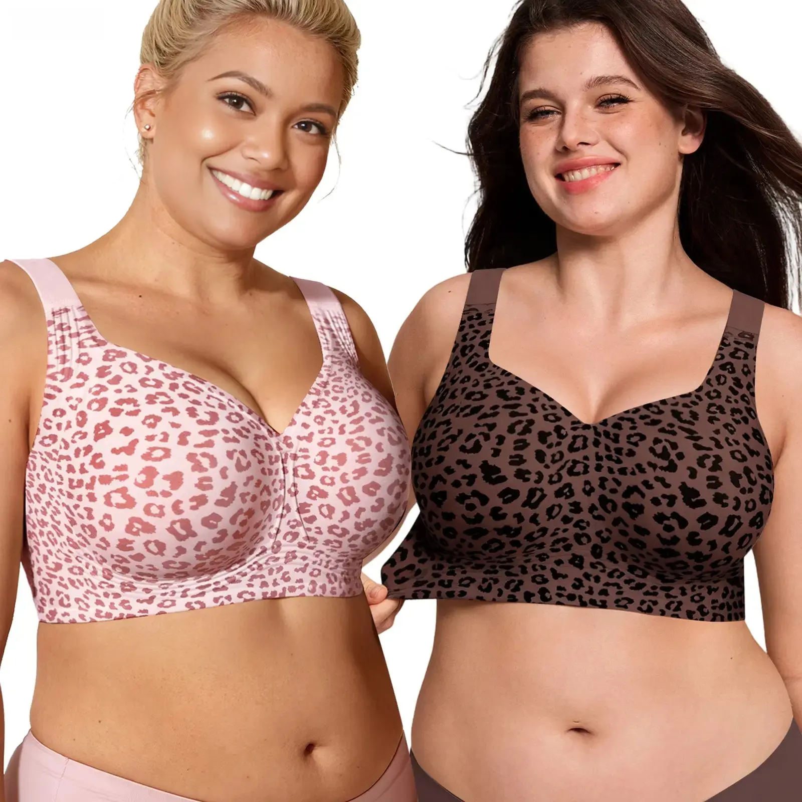 Womens Jelly Bras Full Coverage Wireless Supportive Bra Push Up Plus Size Comfort Soft No Underwire Seamless Comfortable Wireless T-Shirt Everyday Bras Wings