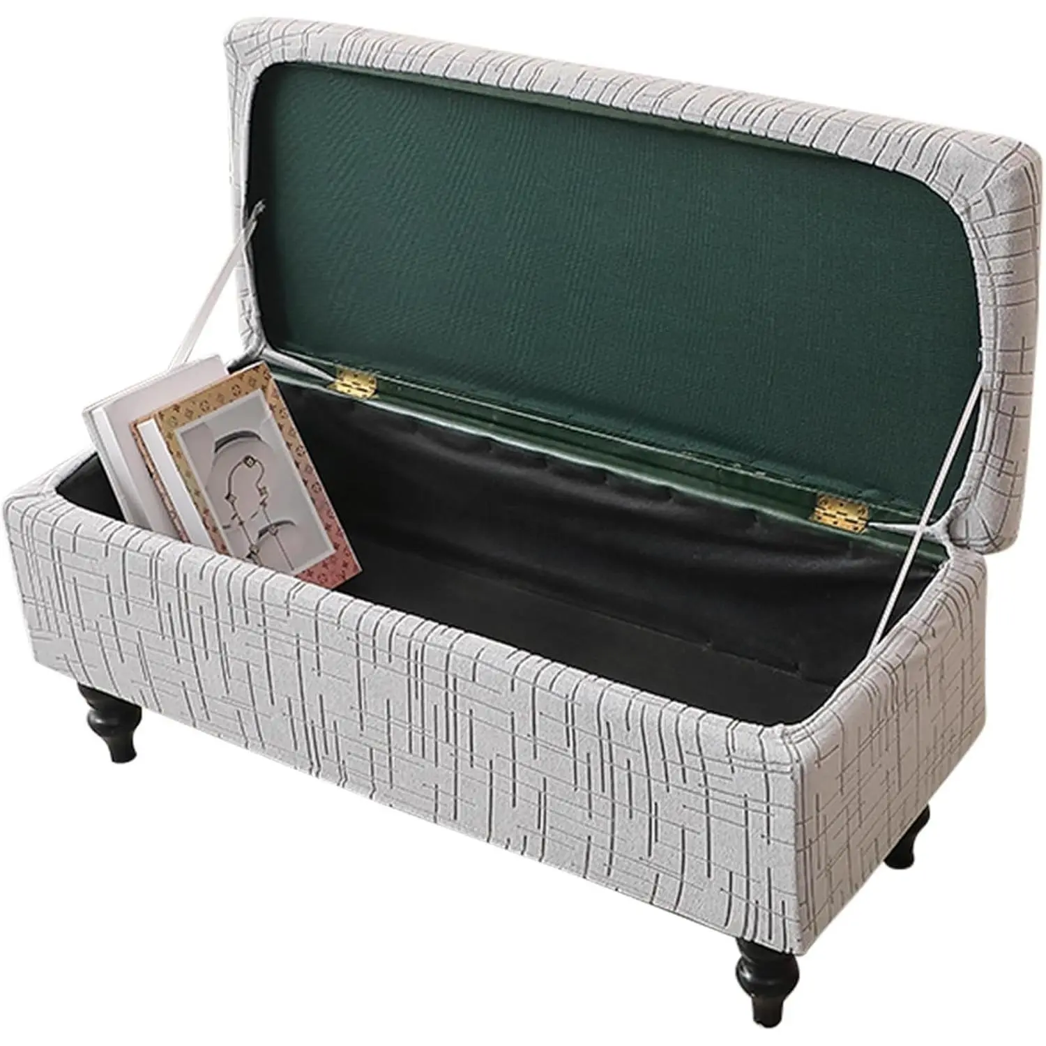 Storage Ottoman Cover Rectangle Ottoman Slipcover Fold Storage Bench Cover Storage Bench Cover Ottoman Cover Footrest Stool Covers Footstool Protector with Elastic Bottom,Removable Washable,Medium