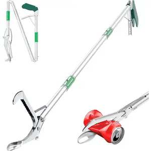 Grabber Reacher Tool, 50" Foldable Extra Long Grabber for  Reaching Tool Heavy Duty Pickup Trash  Upper Equipment Fire Tongs Snake Grabber-Green