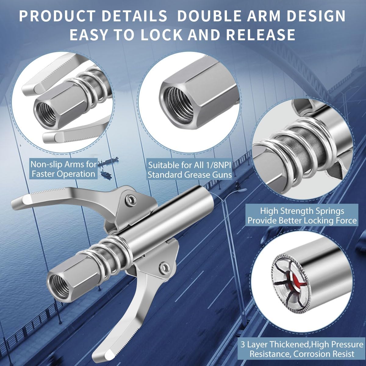 Coupler, Quick Locking Tip, 6 Thickened Jaws Locking, High Fittings, Compatible with All 1/8" NPT Coupler, Quick Locking Tip, 6 Thickened Jaws Locking, High Fittings, Compatible with All 1/8" NPT