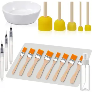 19 count Essential Decoupage Tool Set, Include  Table Mat, 5  Brush, 8 Decoupage Brush, 3 Water Pen, Glue Container Bowl,  Bottle for DIY Arts and Crafts Projects