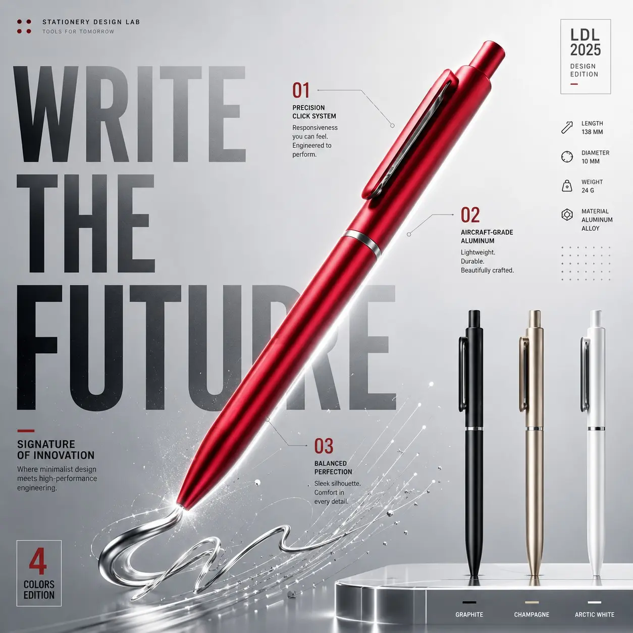 Metallic Feel Neutral Pen 0.5mm Ink Business Style Signature Pen High Aesthetic Click Pen, Office Supplies, Writing Tools