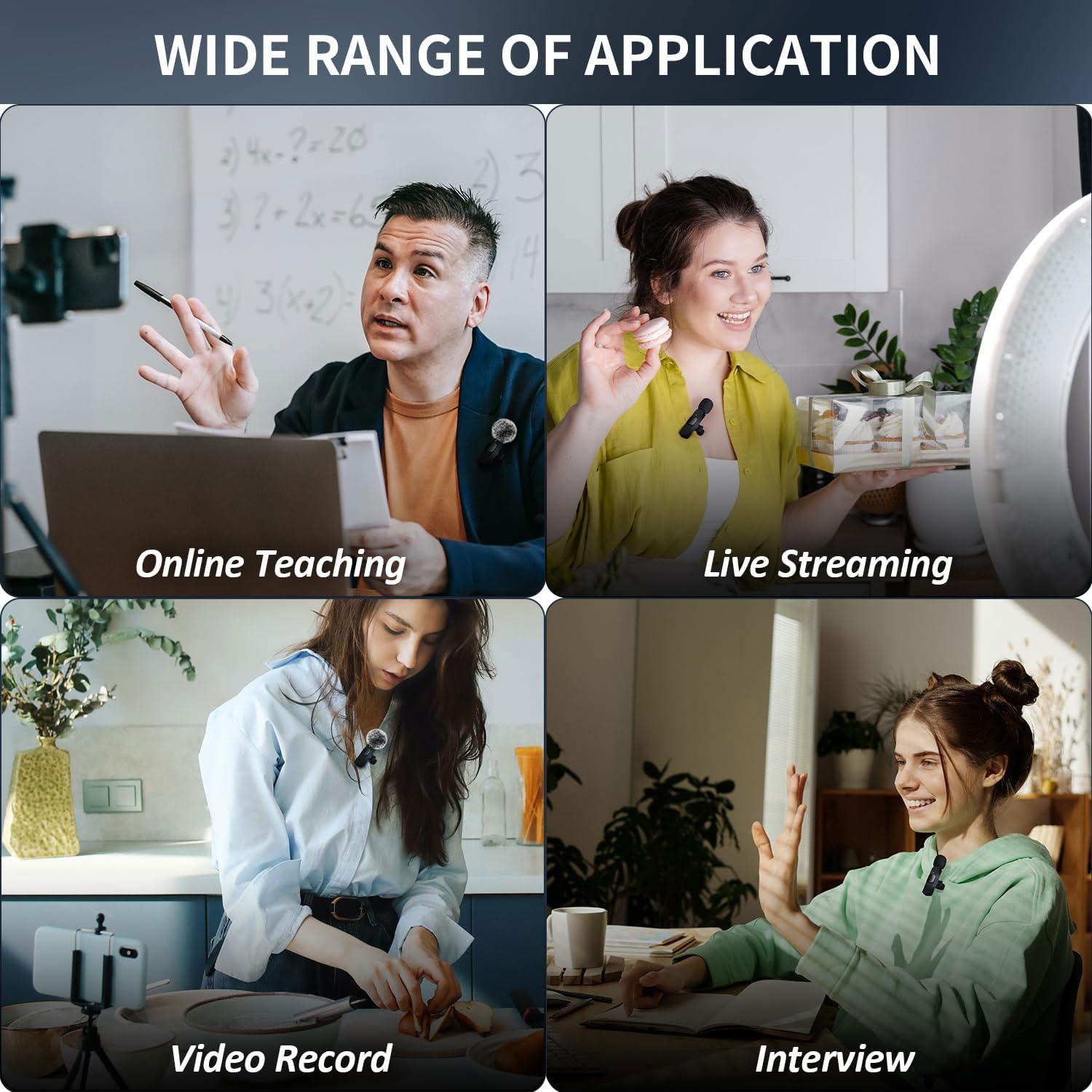 Wireless Lavalier Microphone Mini Audio Video Recording Mic For iPhone Android Laptop Live Gaming Mobile Phone Microphone usb rechargeable wireless microphone wireless mic receiver usb-c interface