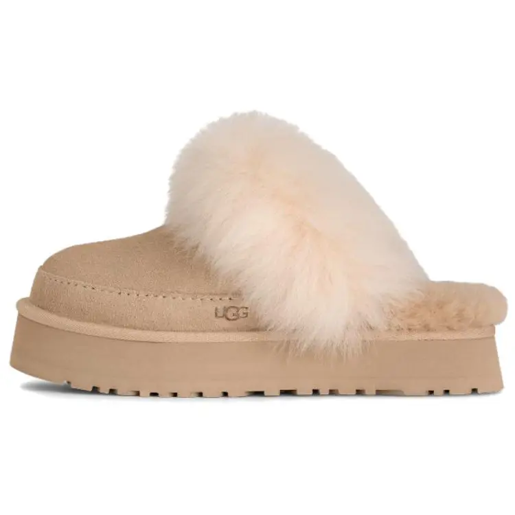 UGG Slipper Evolution Women's Sandcastle Brown EVA-Upper Fleece-Lined Half-Slipper Verifiable, with credentials and supporting global authentication