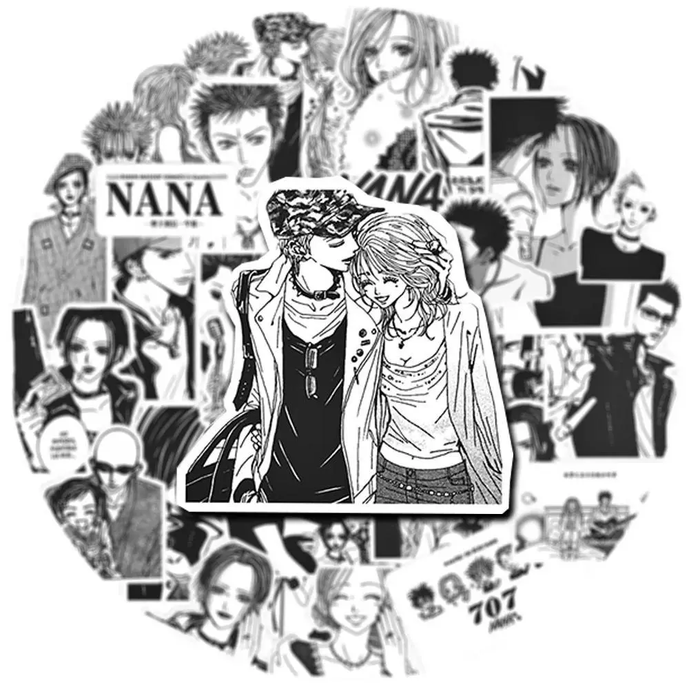 10/30/65PCS Cartoon Anime NANA Stickers Black White Decals for Suitcase Laptop Phone Stationery Cool Classic Manga Sticker Pack