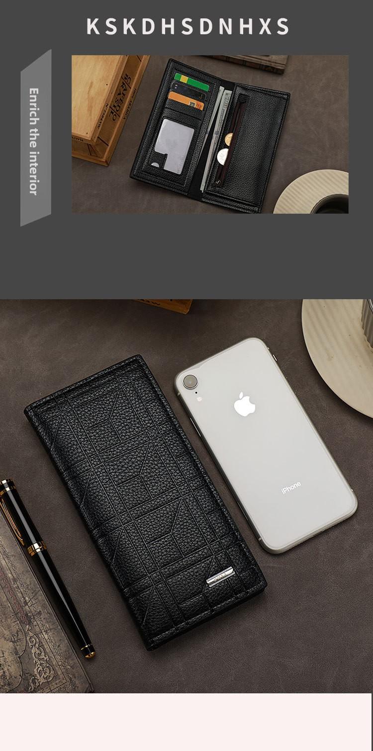 2026Wallet Men's Long Suit Bag PU Leather Three-in-One Multi-Card-Slot Card Holder Wallet Fashion Change Document Package in Brown & Black