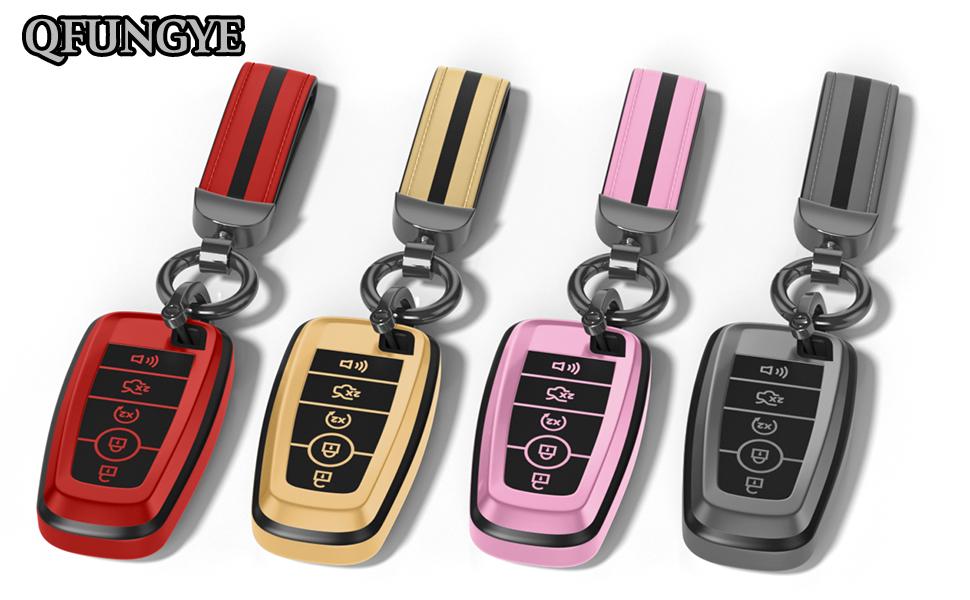 For Ford Key Fob Cover Accessories, Matte TPU Material,With a Cute Leather Keychain,For Explorer F150 Bronco Fion Escape Expedition Mtang Edge And Other Models. (Matte Red, Model1)