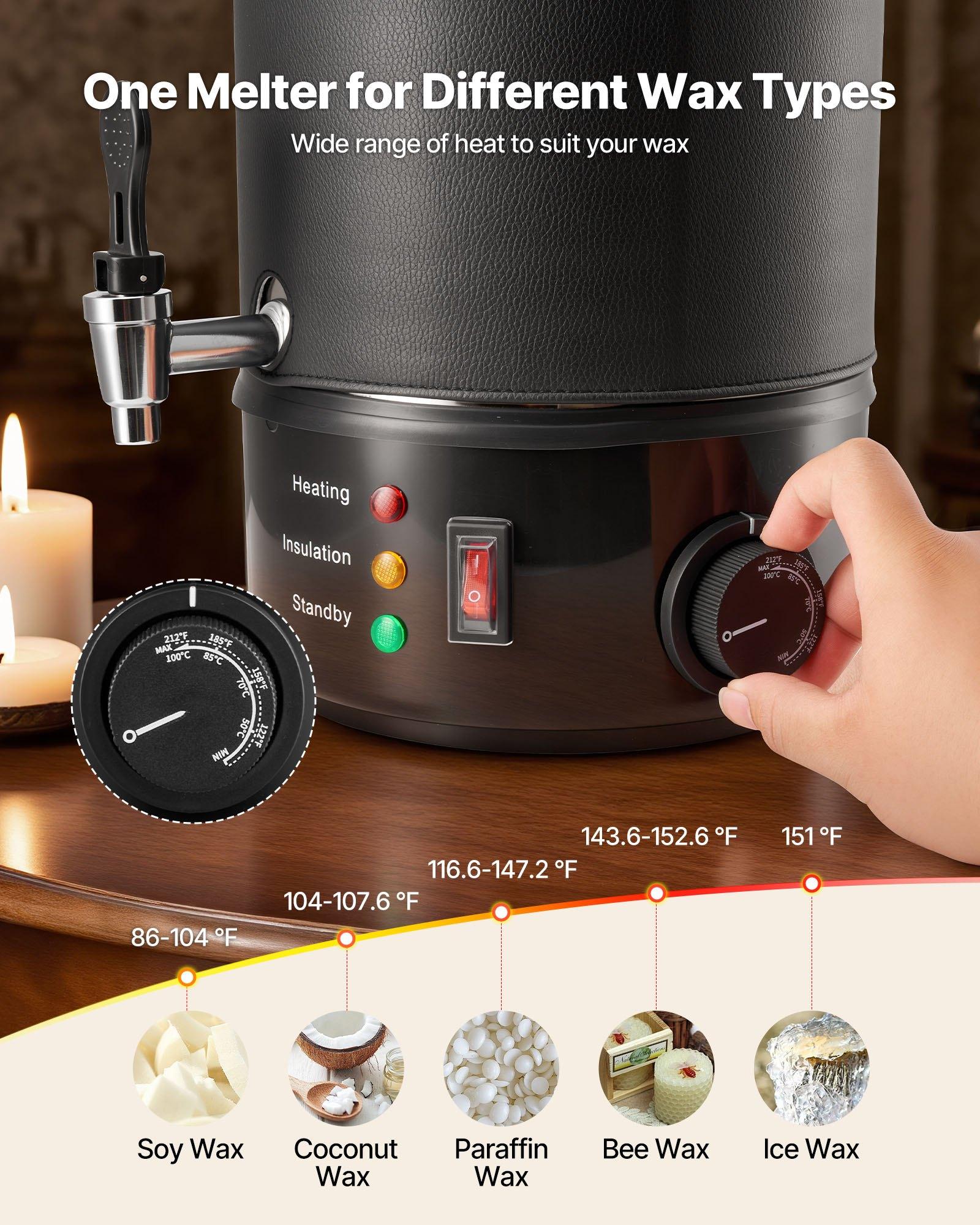 【Father's Day gift】VEVOR Wax Melter for Candle Making, 8.5 Qts, Fast and Even Heating, with Easy Pour Spout and Temperature Control, Grooved Base for Non-Stick and Smooth Flow, Wax Melting Pot for Making Candles Soaps