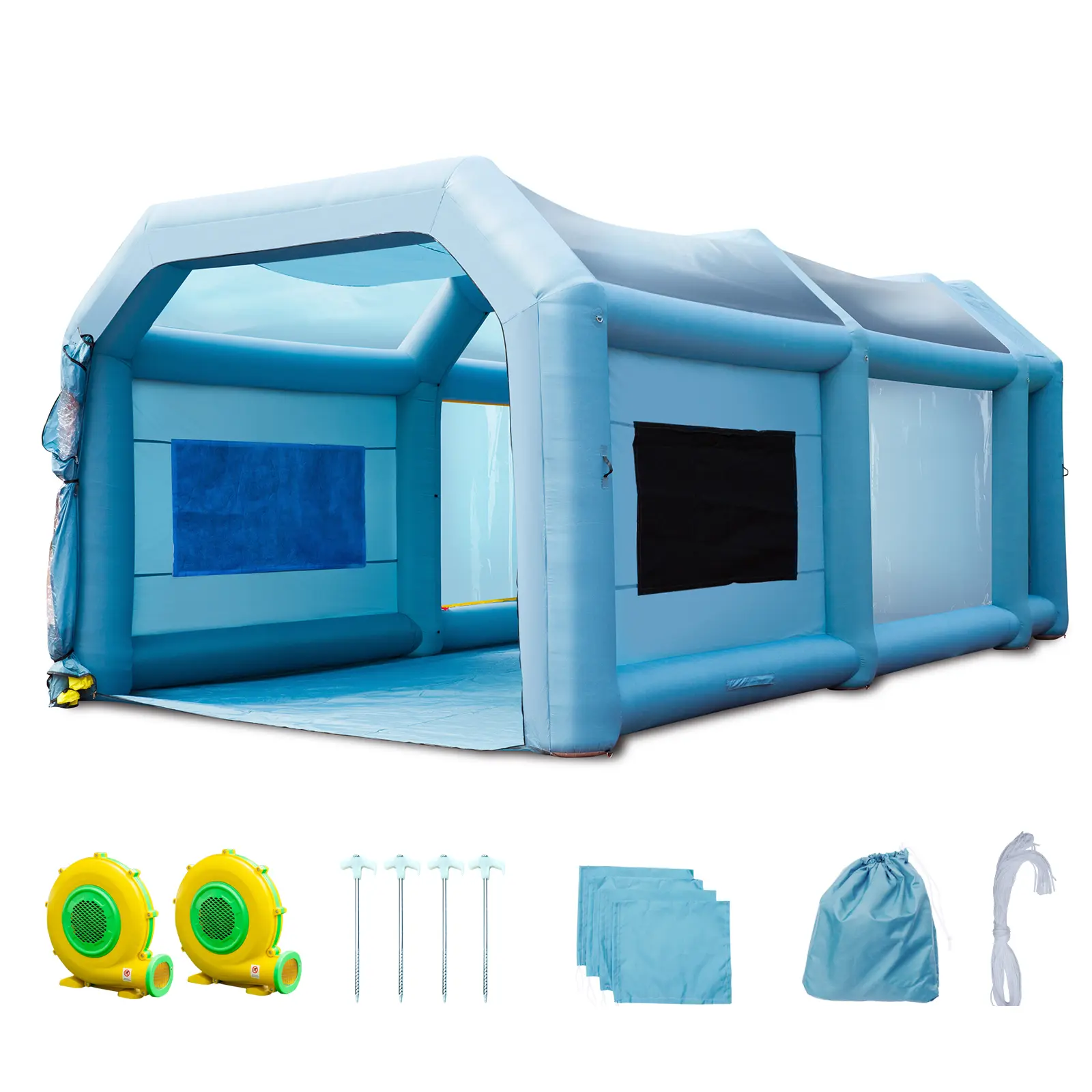 23x13x8.5ft Inflatable Paint Booth, Inflatable Spray Booth, High Powerful 480W+750W Blowers Spray Booth Tent, Car Paint Tent Air Filter System for Car Parking Tent Workstation Motorcycle Garage