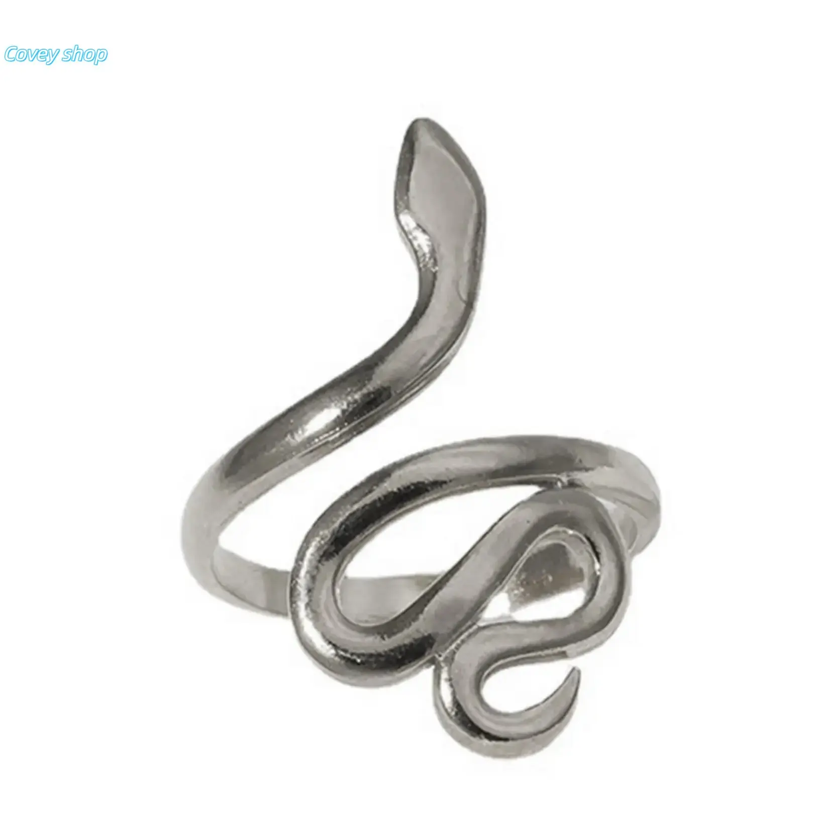 Creative Snake Shape Cuff Open Ring, Stainless Steel Statement Wrap Jewelry, Adjustable Fashion Finger Accessory, Trendy Daily Wear Ornament For Women And Teen Girls