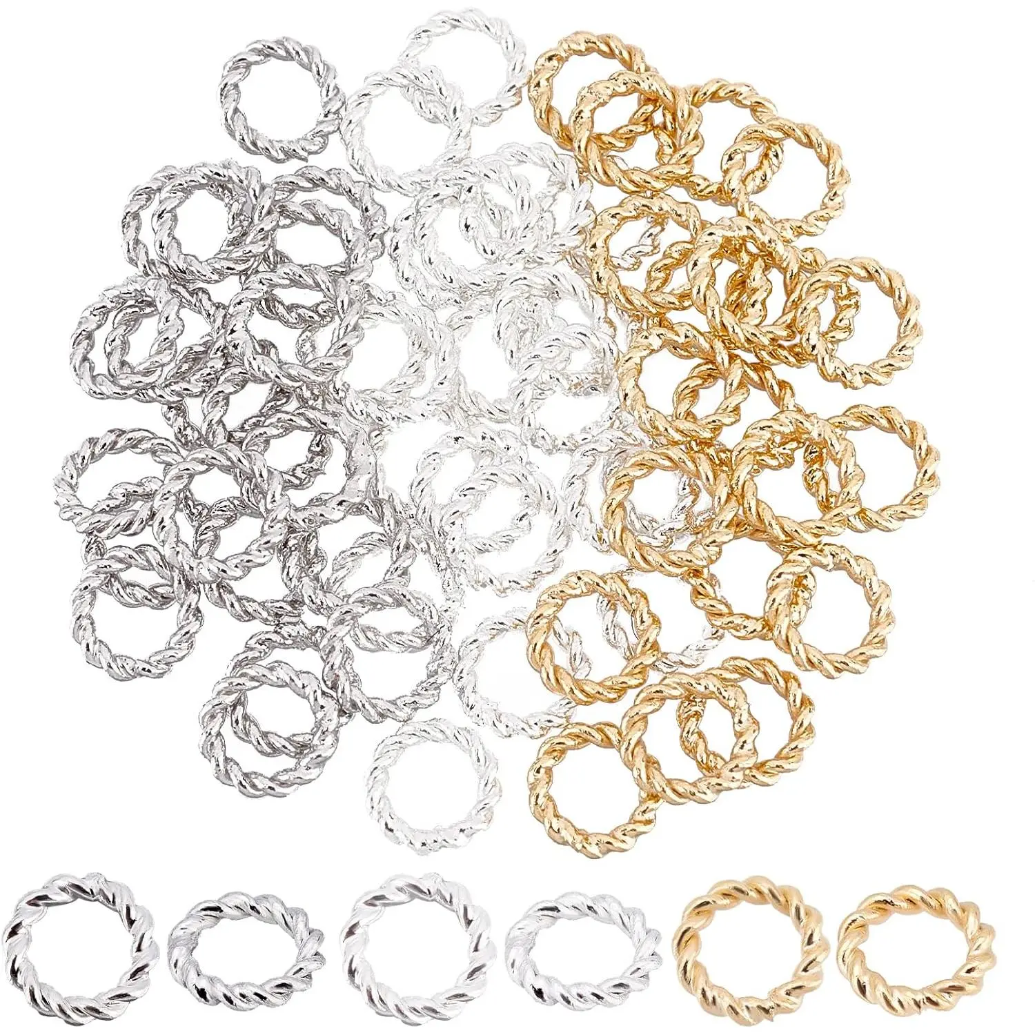 60 count 24K  Jumps Rings, 3 Colors 6mm Brass Twisted Jump Rings 18 Gauge Closed Jump Rings Chainmail Rings  O Rings Connector for DIY Earrings Bracelets Necklaces