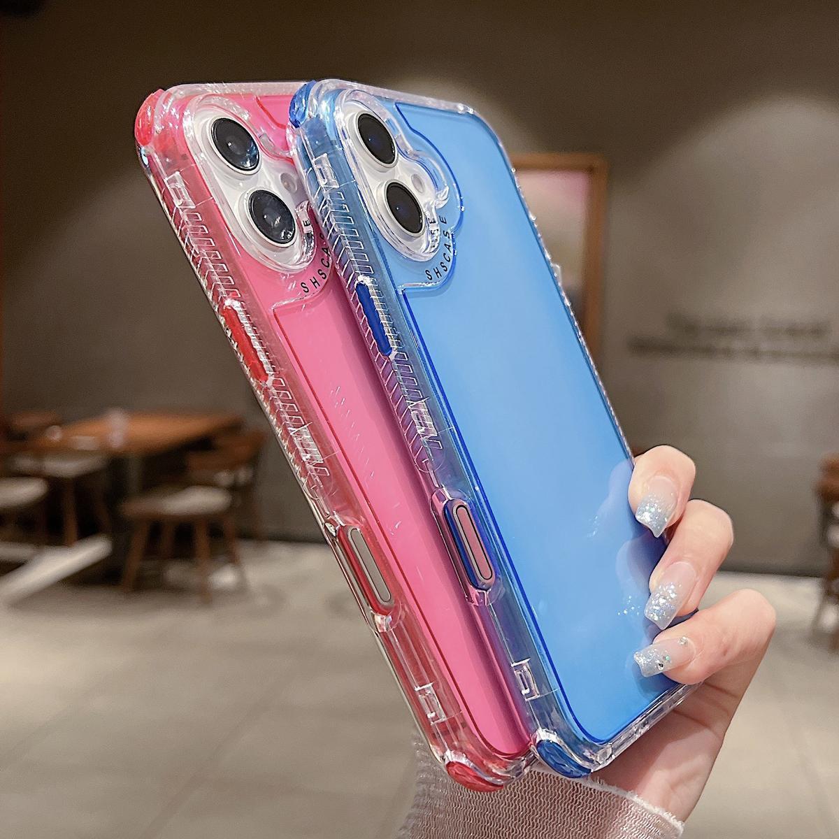 Candy Color Smartphone Case for Multiple iPhone Models (17/16/15/14/13/12 Pro Max) - Durable 3-Layer Anti-Drop Shockproof Heavy Duty Bumper Handheld Casing, Crystal Mobile Phone Accessories