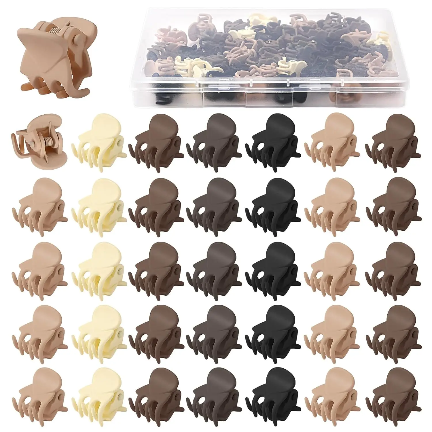 48 count Matte Small Mini Hair Claw Clips, Plastic Little  Hair Clips for Girls Women  Grip Neutral Color for Birthday Party Gifts Accessories