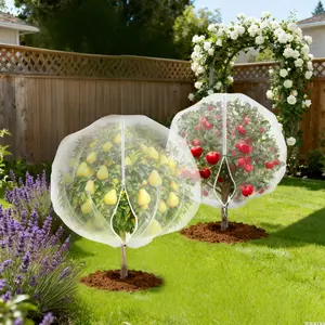 10x12 ft Large Fruit Tree Netting, Plant Cover Insect Netting for Garden with Zipper & Drawstring, Fruit Trees and Vegetables, Durable Bird Netting for Outdoor Garden (White)(1pcs)