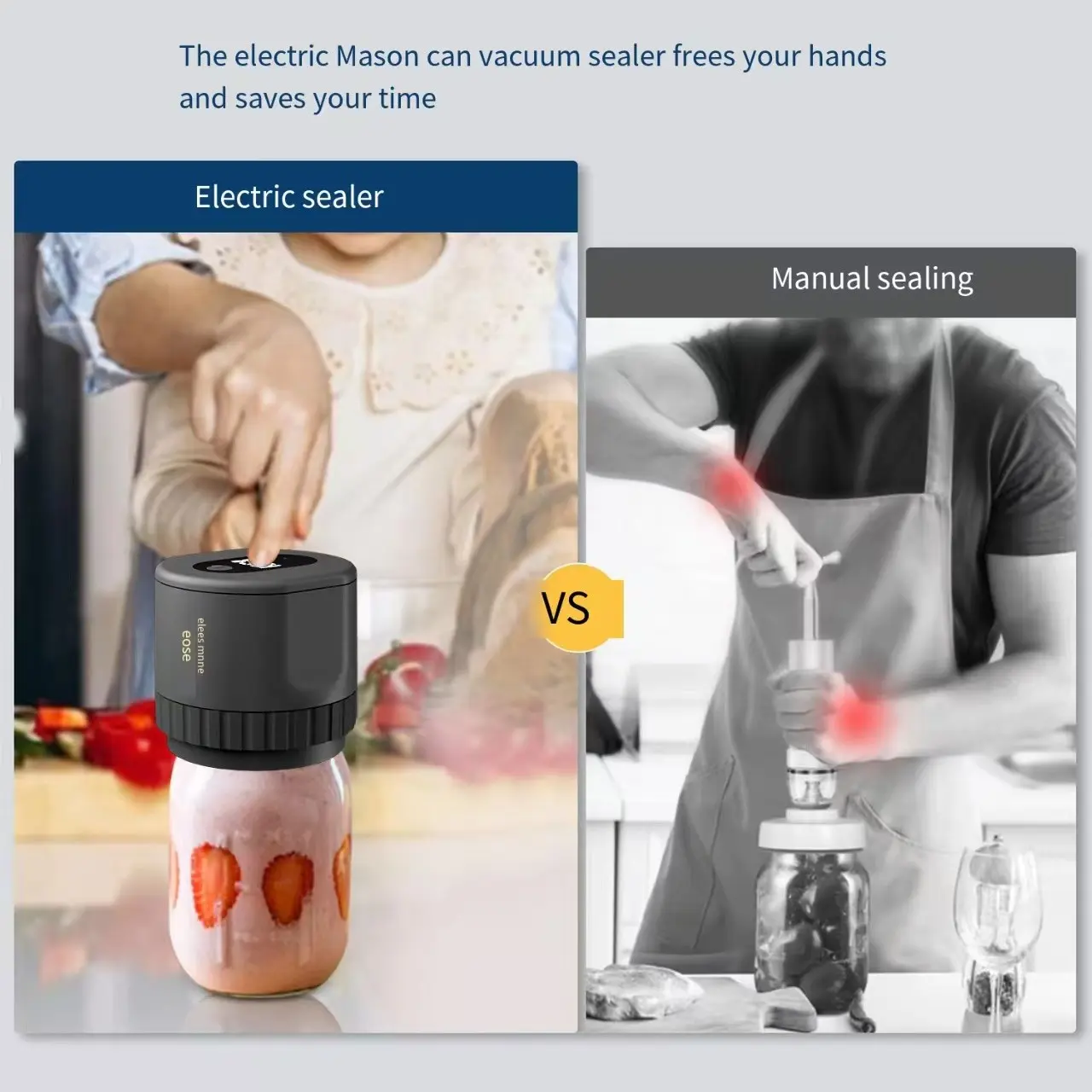 Automatic Mason Jar Sealer Machine, Small Home Vacuum Seal Machine, Electric Food Preservation Sealing Device, Compact Kitchen Appliance