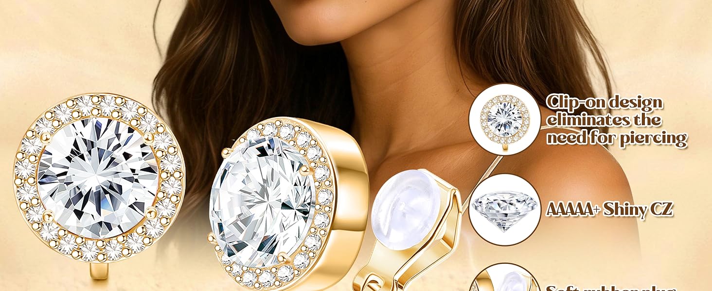 CASSIECA Comfortable Clip on Earrings for Women Sparklrd Crystal Clip Earrings CZ Cute Butterfly Flower Pearl Clip on Stud Earrings Non Piercing Jewelry