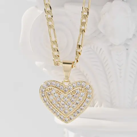 Zircon Heart Pendant Necklace for Women and Girls, Jewelry, Fashion Necklace, Love Heart Necklace, Clavicle Chain, Exquisite Trendy Pendant, Cute Pendant, Perfect Valentine's Day Gift