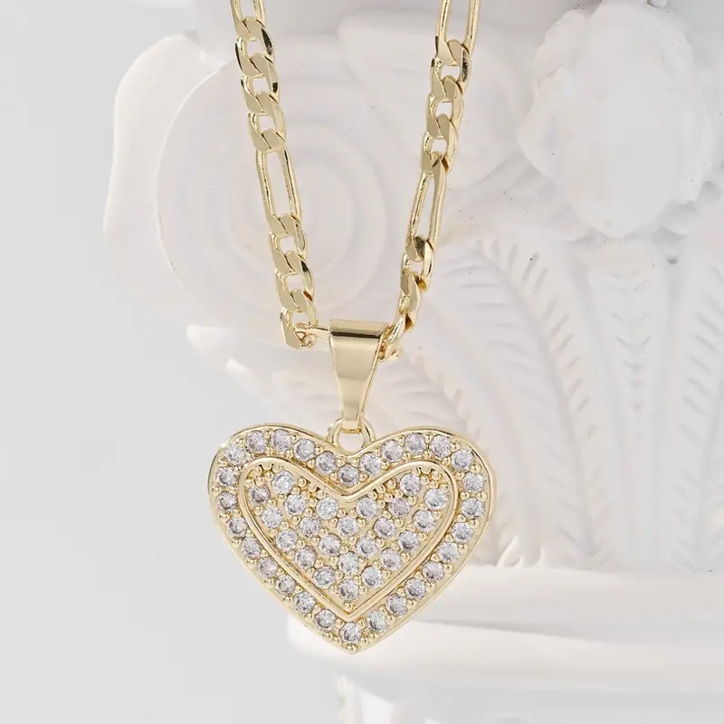 Zircon Heart Pendant Necklace for Women and Girls, Jewelry, Fashion Necklace, Love Heart Necklace, Clavicle Chain, Exquisite Trendy Pendant, Cute Pendant, Perfect Valentine's Day Gift