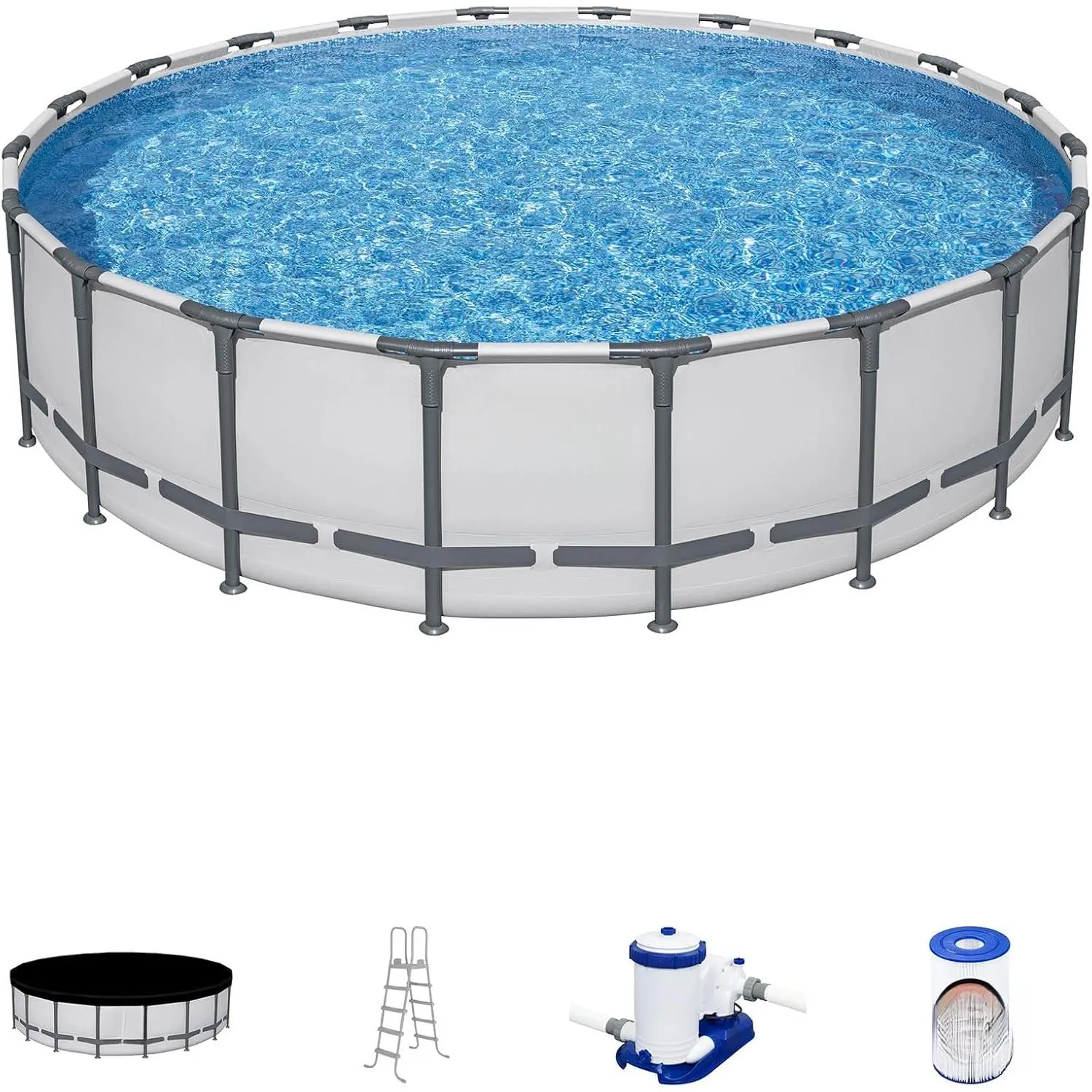 Above Ground Swimming Pool (12' x 30")| Round Outdoor Backyard Family Pool Puncture-Resistant Liner| Easy Setup| Includes Filter Pump for Clean, Clear Water| Durable Puncture-Resistant Liner, FrameLink System Steel Frame, and 1,710gal Family Pool w