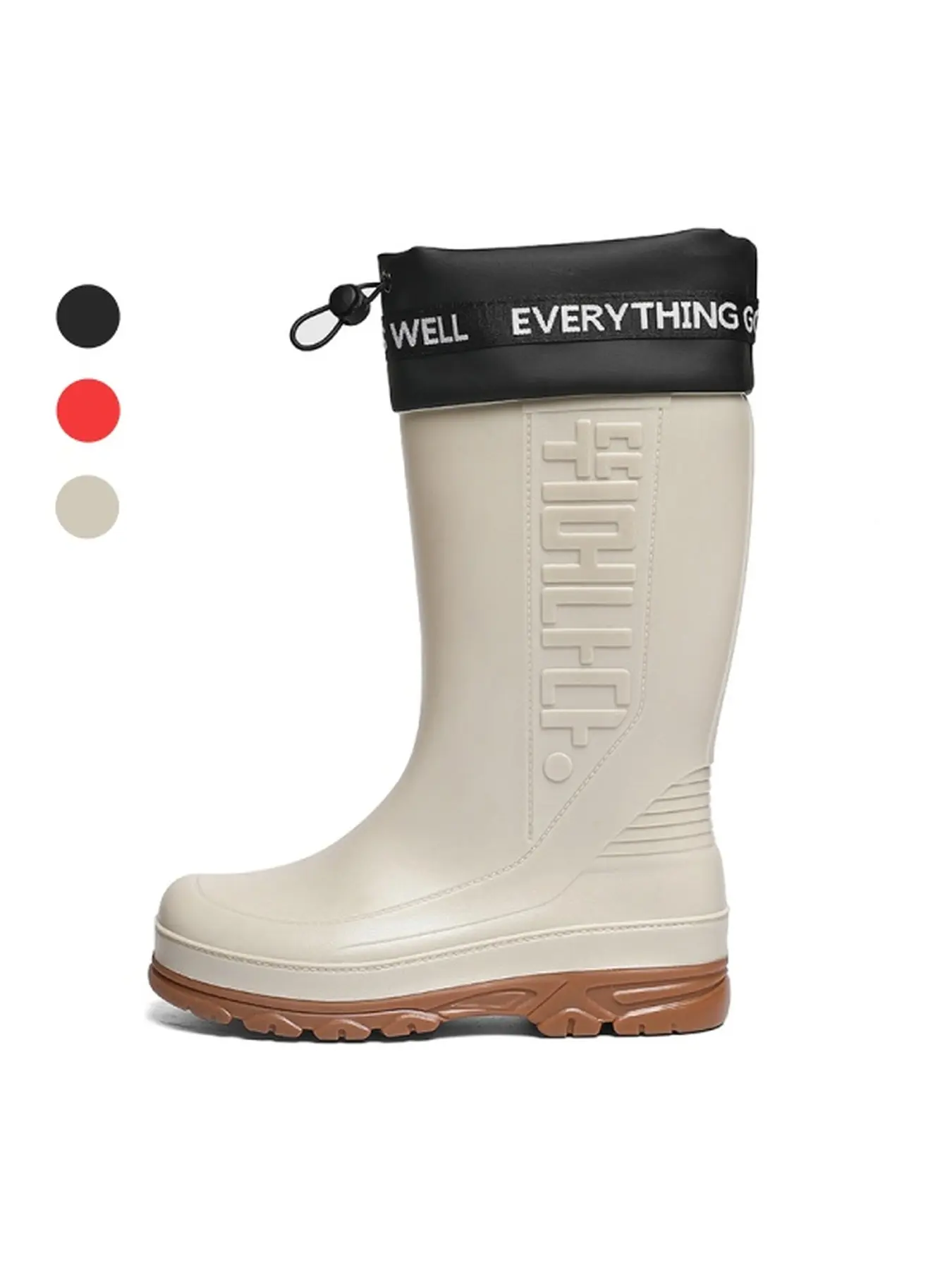 Men's Trendy Printed Cuff Tall Waterproof Rain Boots, Deep Tread Traction Wear-resistant Outsole Footwear For Mud Mountain Hiking & Large-scale Garden Watering Work