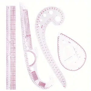 4-Piece Sewing Pattern Ruler Set, Transparent Smooth Edge, Full Arc Precision Cutting Tool, Essential for Fashion Designers and Craft Enthusiasts