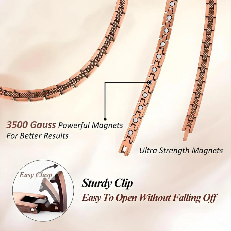 Energy Series Unisex 99% Pure Copper Magnetic Necklace Adjustable Chain Jewelry for Men Women One-Piece Design Gift with Sizing Tool