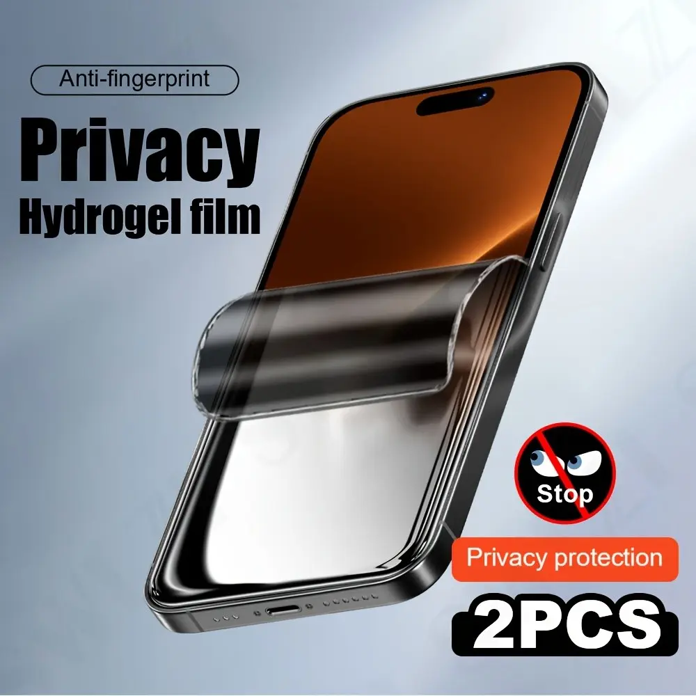 2 Pcs Privacy Water Gel Screen Protector for iPhone 17/16/15/14/13/12/11/XR/XS, Full Coverage, Easy Installation, Bubble-Free, Non-Glass, Accessories