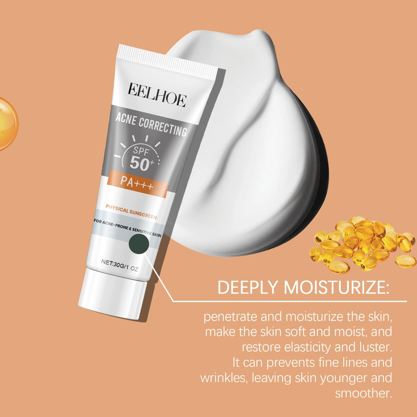 EELHOE Physical Sunscreen, Hydrating Sunblock Facial Skin Care Moisturizing And Nourishing Sunscreen