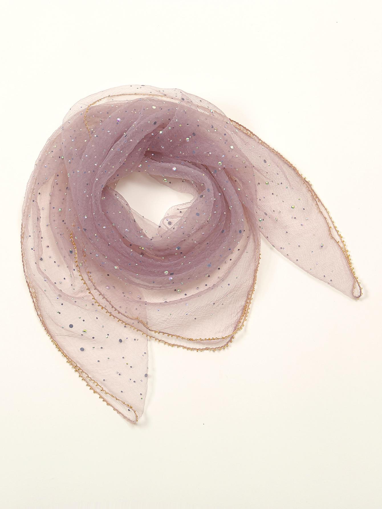Rhinestone headscarf, silk scarf, women's elegant headscarf, sequin headscarf, square scarf