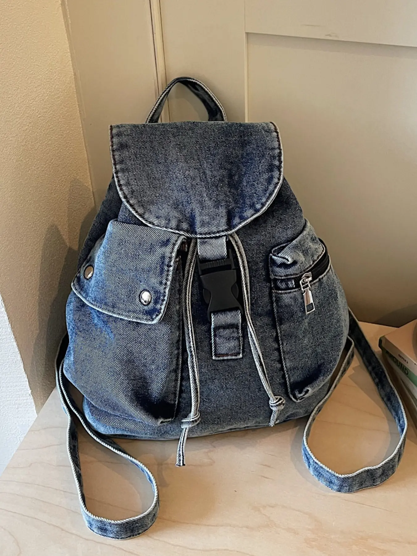 Fashion Retro Backpack, Student School Drawstring Large Capacity Bag, Commute Versatile Casual Travel Outing Bag