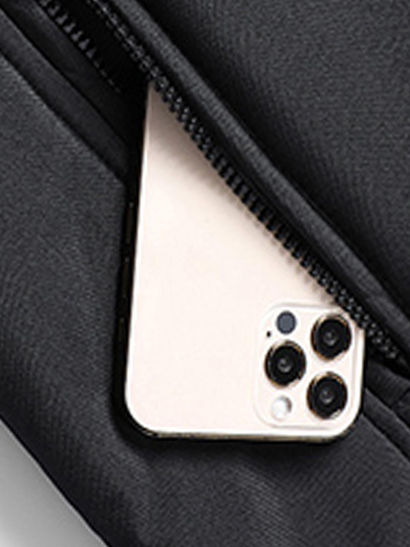 Men's Solid Color Plain Zip Up Thermal Lined Jacket Coats, Regular Fit Fitted Casual Long Sleeve Short Outerwear for Fall & Winter, Men's Clothes for Daily Wear