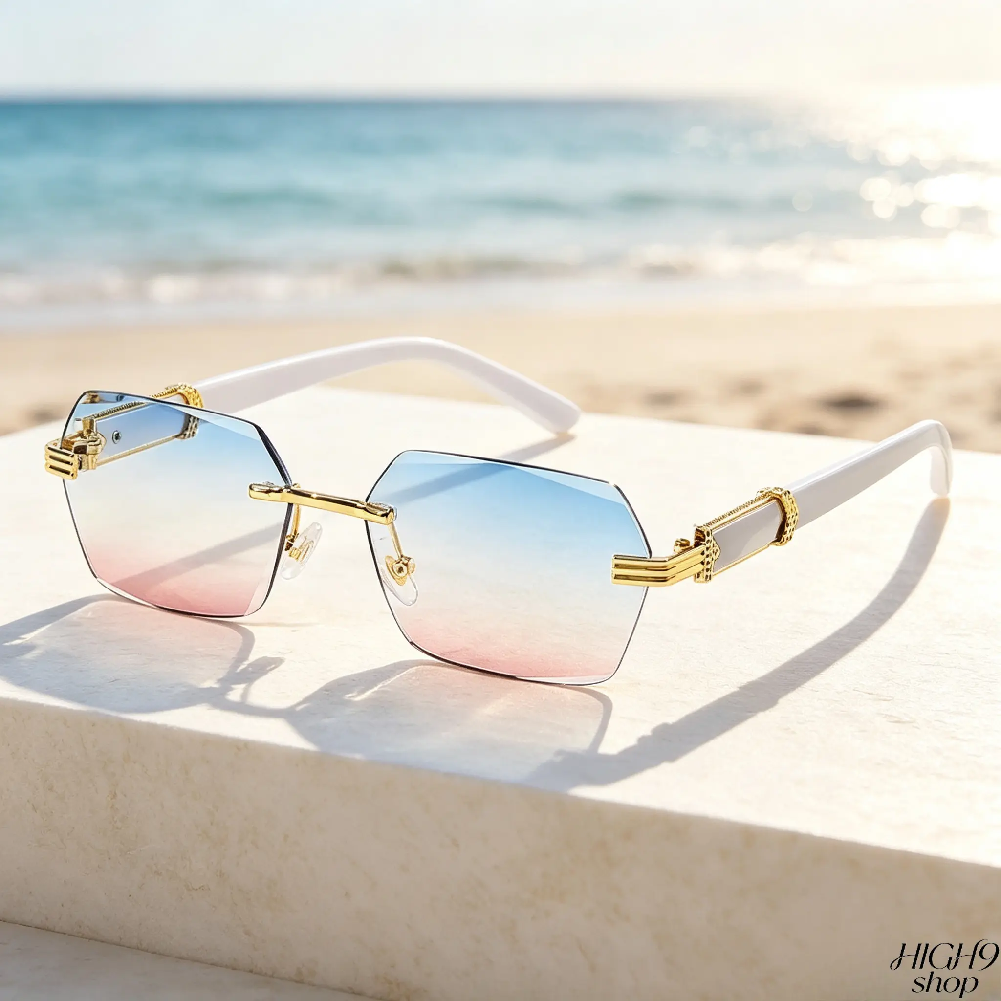 2026 New Rimless Cut-Edge Sunglasses, Gradient UV400 Shield Lenses, Metal Frame with Decor, Unisex Street Style Outdoor Eyewear for Daily Summer Wear, Outdoor Wear