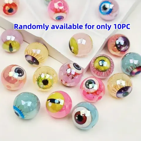 15mm Bright Two-Sided Eyeball Beads, Multi-Color Acrylic, Diy Mix Beads, Ideal for DIY Jewelry Crafts, Perfect Halloween Party Decorations, Glossy Surface, Beads Charms Accessories, Crafting Beads