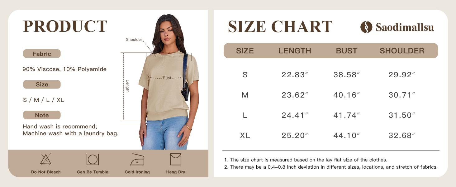 Saodimallsu Womens Short Sleeve Sweater Casual Basic Crew Neck Loose Knit Pullover Tops Summer Lightweight Blouses